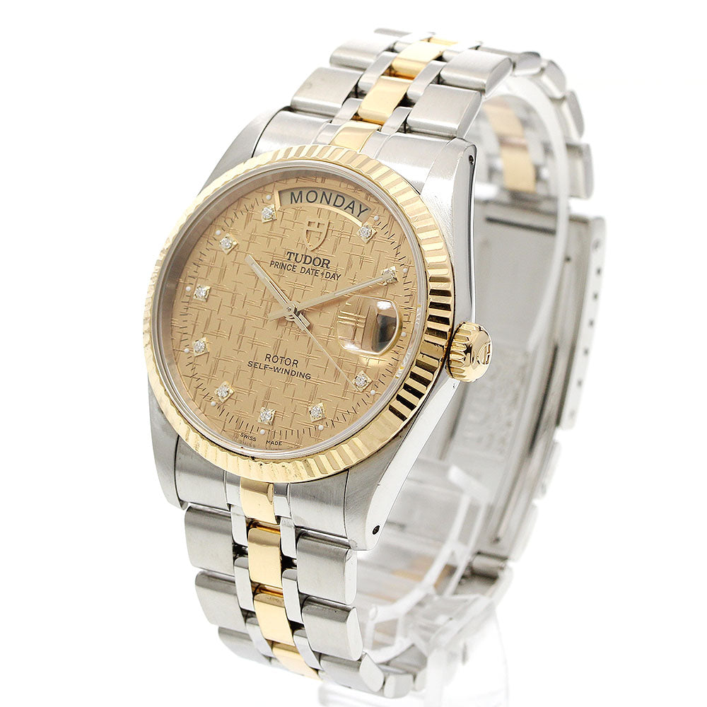 TUDOR Prince Date Day 76213 YG 2 tone 10P diamond Automatic Men's Watch_916488