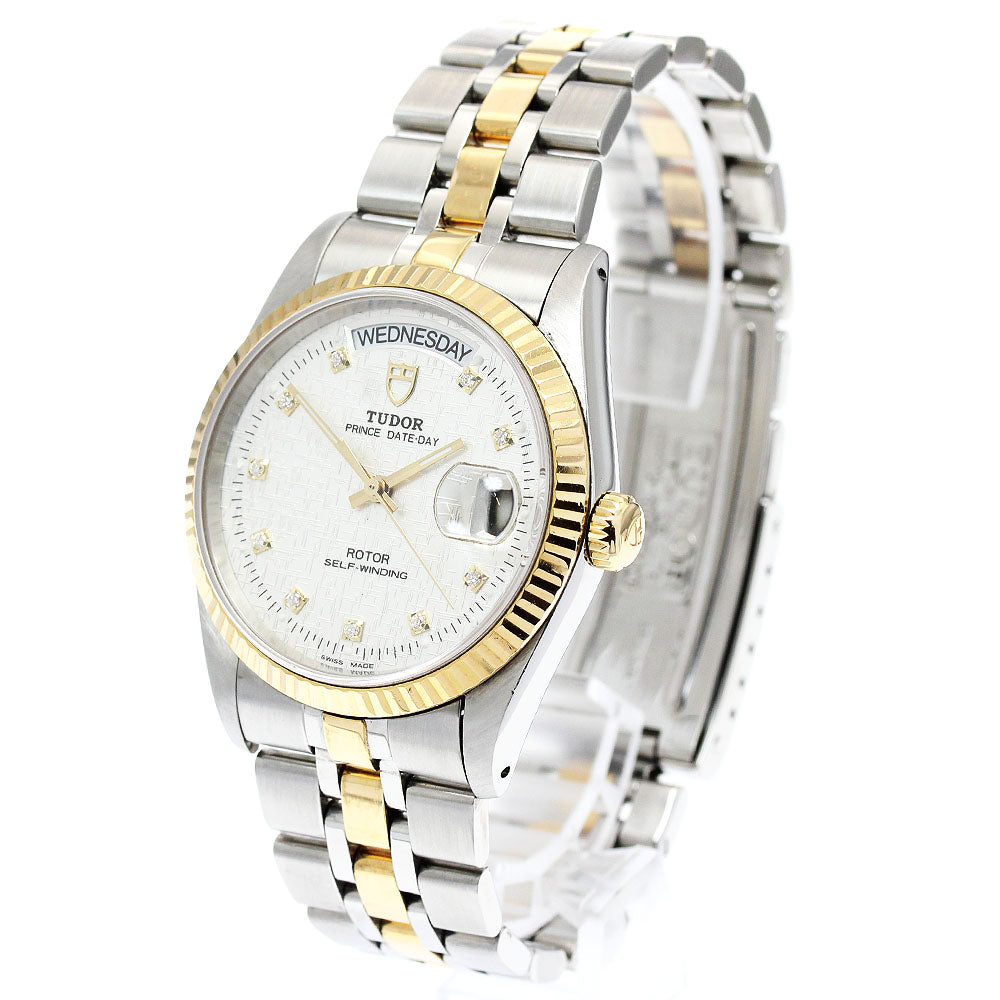 TUDOR Prince Date Day 76213 YG2 tone 10P diamond Automatic Men's Watch_916492