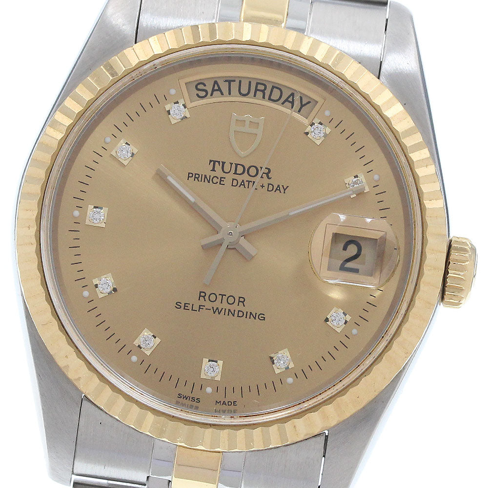 TUDOR Prince Date Day 76213 YG2 tone 10P diamond Automatic Men's_916496