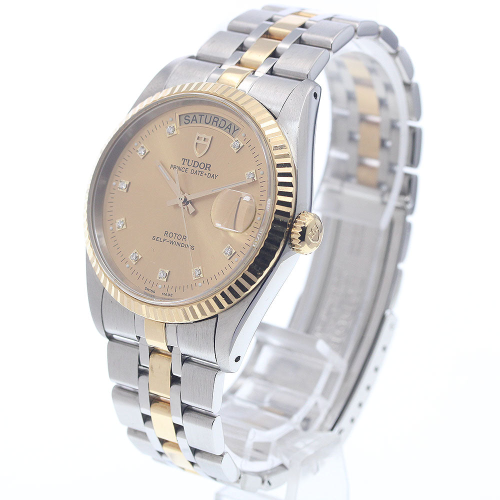 TUDOR Prince Date Day 76213 YG2 tone 10P diamond Automatic Men's_916496