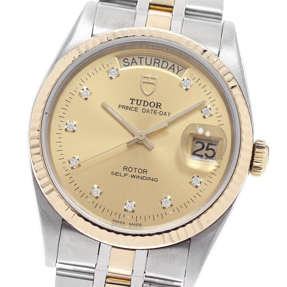 TUDOR Prince Date Day 76213 YG2 tone 10P diamond Automatic Men's Watch_916497