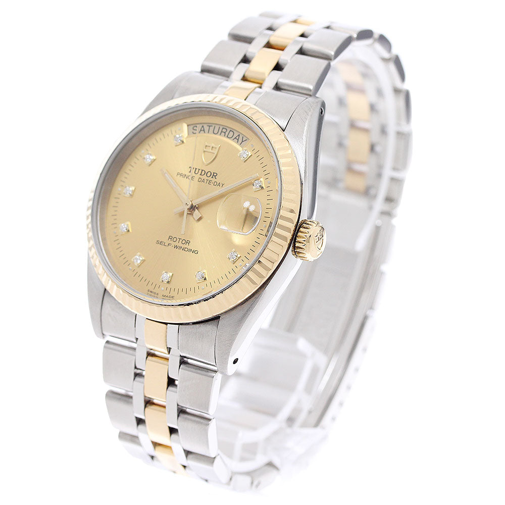 TUDOR Prince Date Day 76213 YG2 tone 10P diamond Automatic Men's Watch_916497