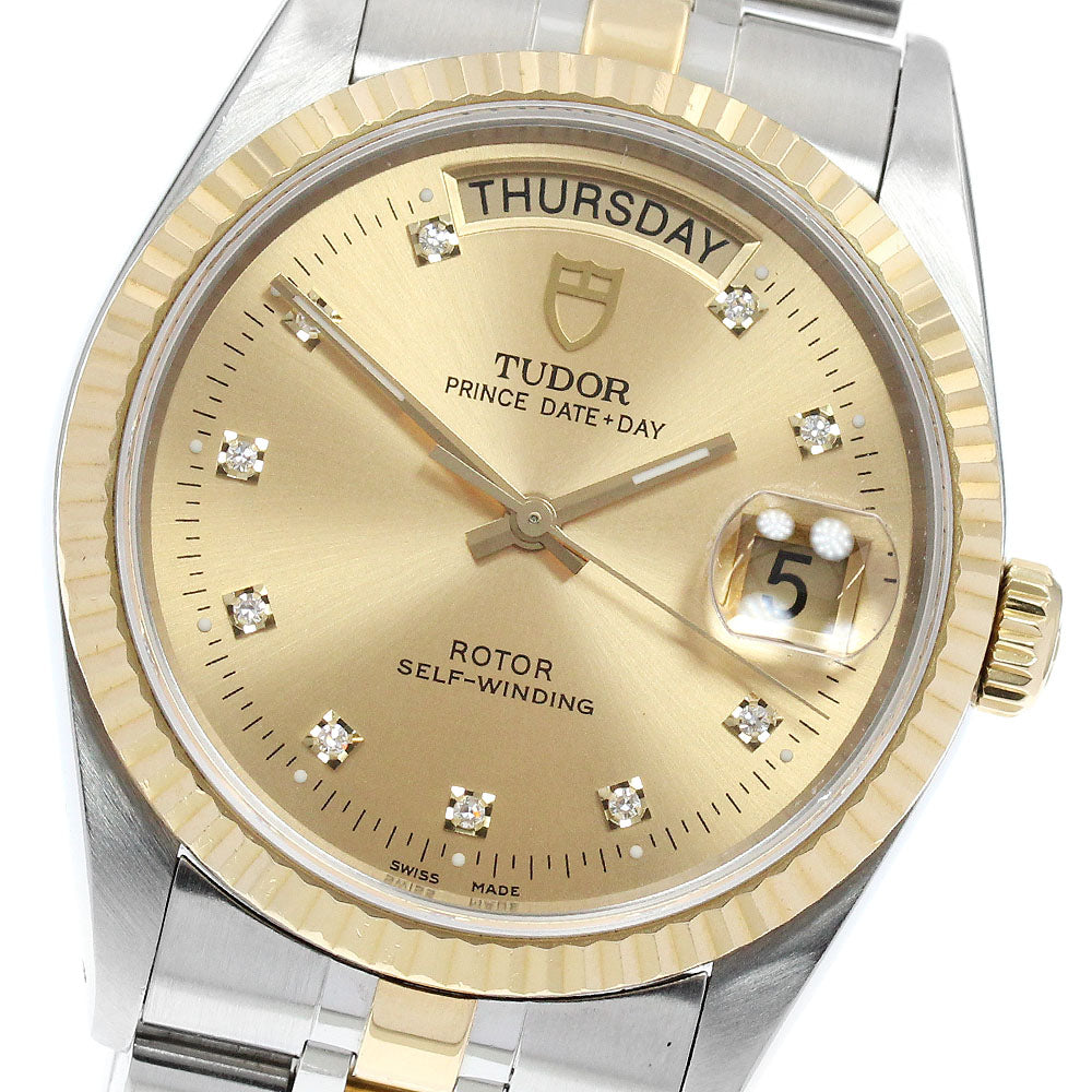 TUDOR Prince Date Day 76213 YG2 tone 10P Diamond Automatic Men's Watch_916502