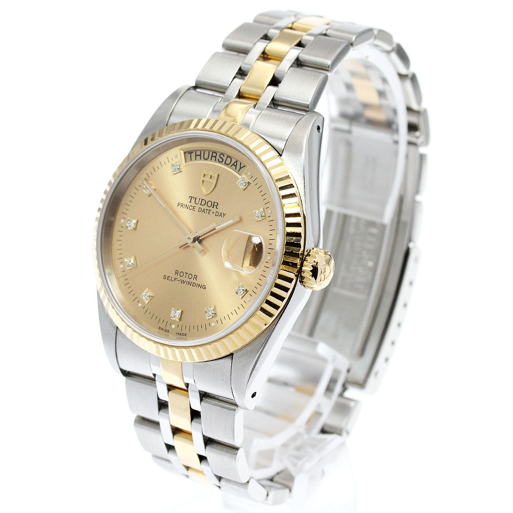 TUDOR Prince Date Day 76213 YG2 tone 10P Diamond Automatic Men's Watch_916502