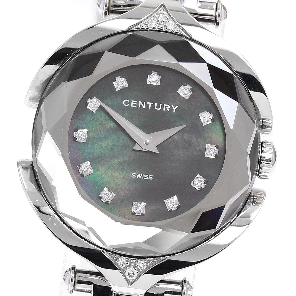 CENTURY Time gem 12P diamond Black shell Dial Quartz Ladies Watch_916536