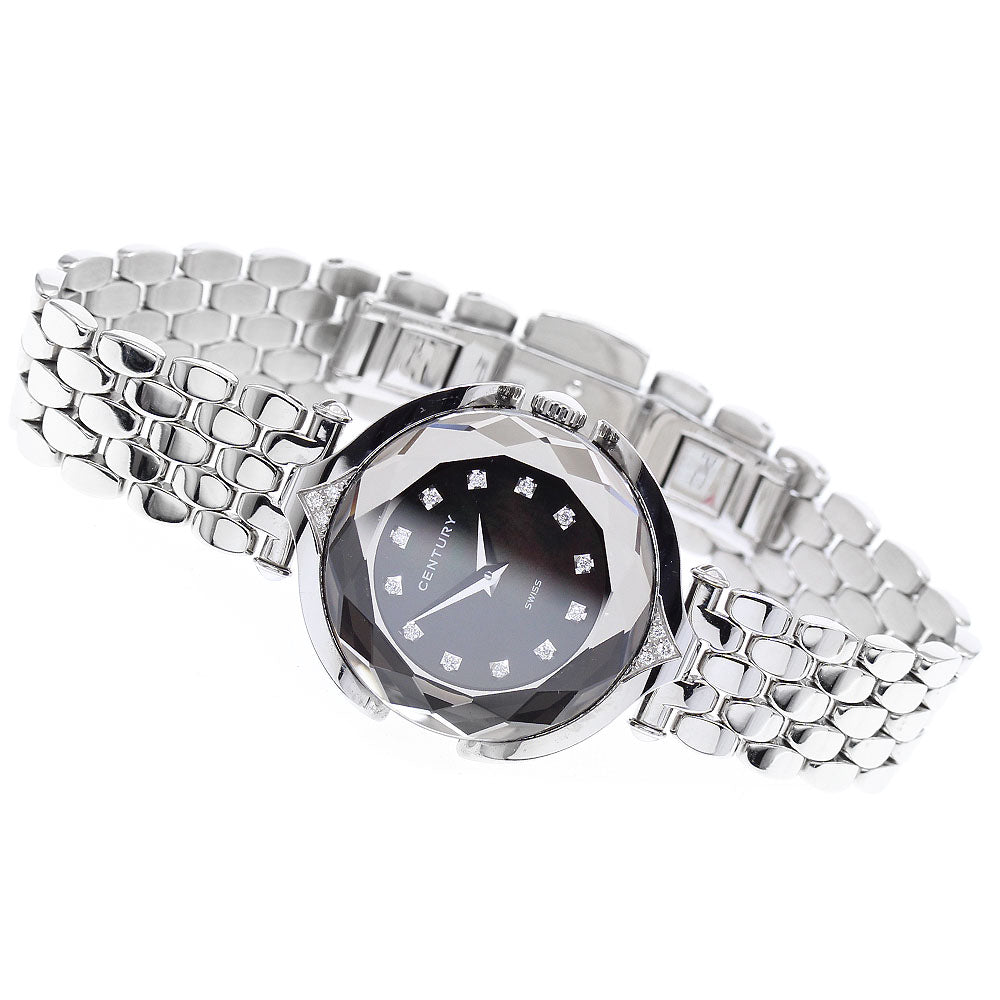 CENTURY Time gem 12P diamond Black shell Dial Quartz Ladies Watch_916536