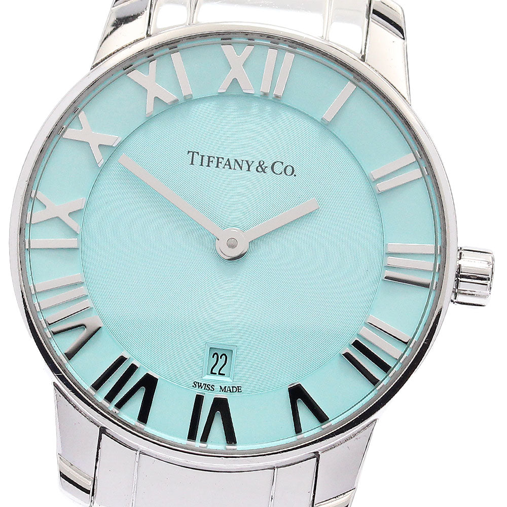 TIFFANY&Co. Atlas 63452807 2 Hand Date blue Dial Quartz Ladies Watch_916543
