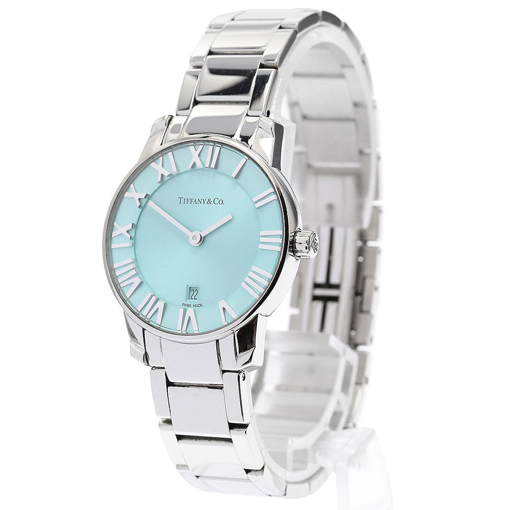 TIFFANY&Co. Atlas 63452807 2 Hand Date blue Dial Quartz Ladies Watch_916543