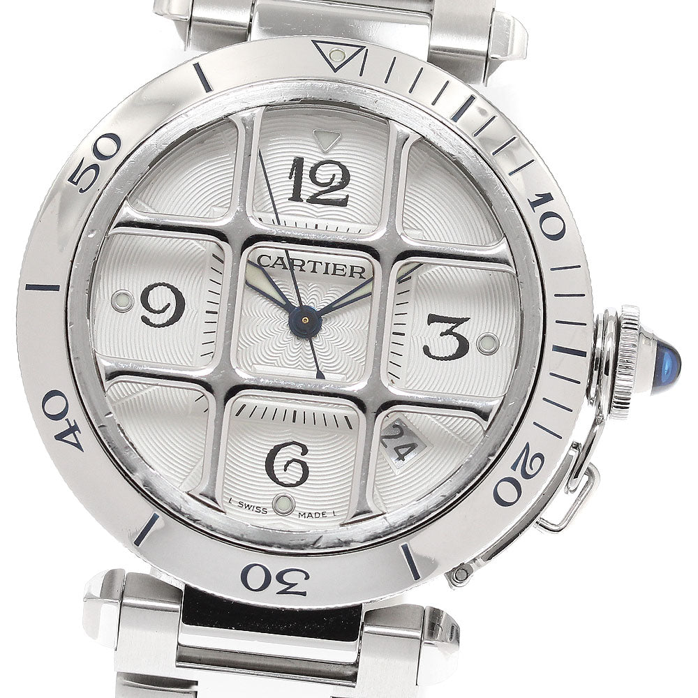 CARTIER pasha grid 38mm W31040H3 Date Silver Dial Automatic Men's Watch_916576
