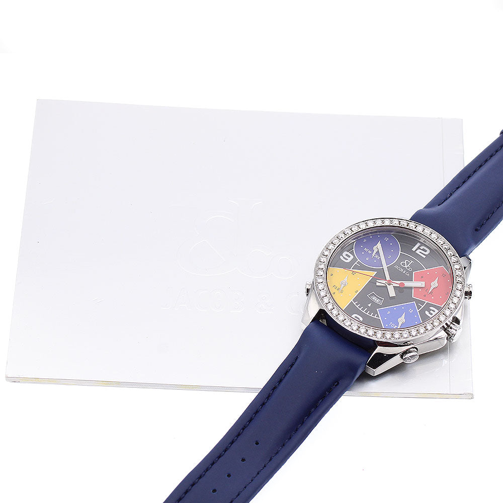 JACOB&CO 5 time zone Diamond bezel Date Quartz Men's Watch_916735