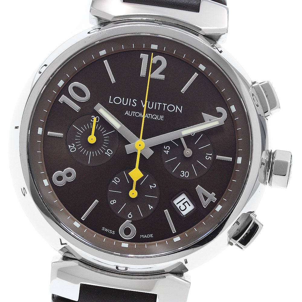 LOUIS VUITTON Tambour Q1121 Date Chronograph Brown Dial Automatic Men's_916764