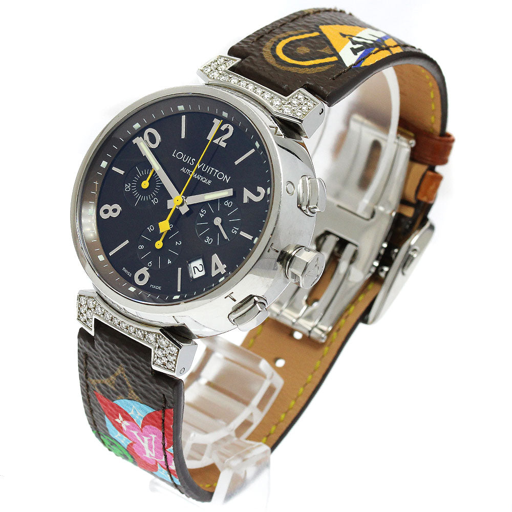 LOUIS VUITTON Tambour Q112G Chronograph rug diamond AT Men's Watch_916768