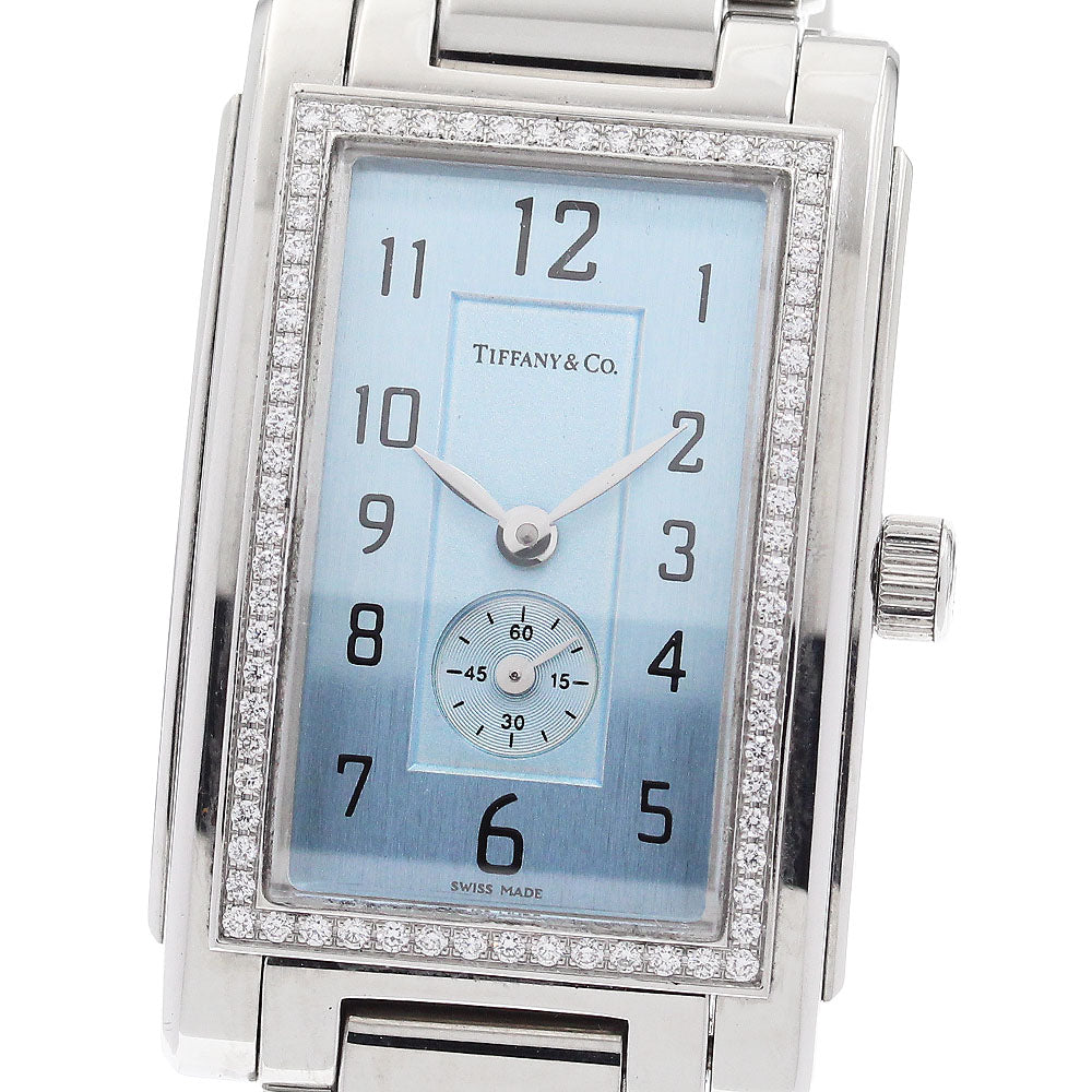 TIFFANY&Co. Grand Rectangleer diamond bezel blue Dial Quartz Ladies Watch_916776