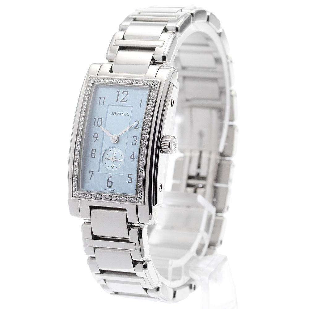 TIFFANY&Co. Grand Rectangleer diamond bezel blue Dial Quartz Ladies Watch_916776