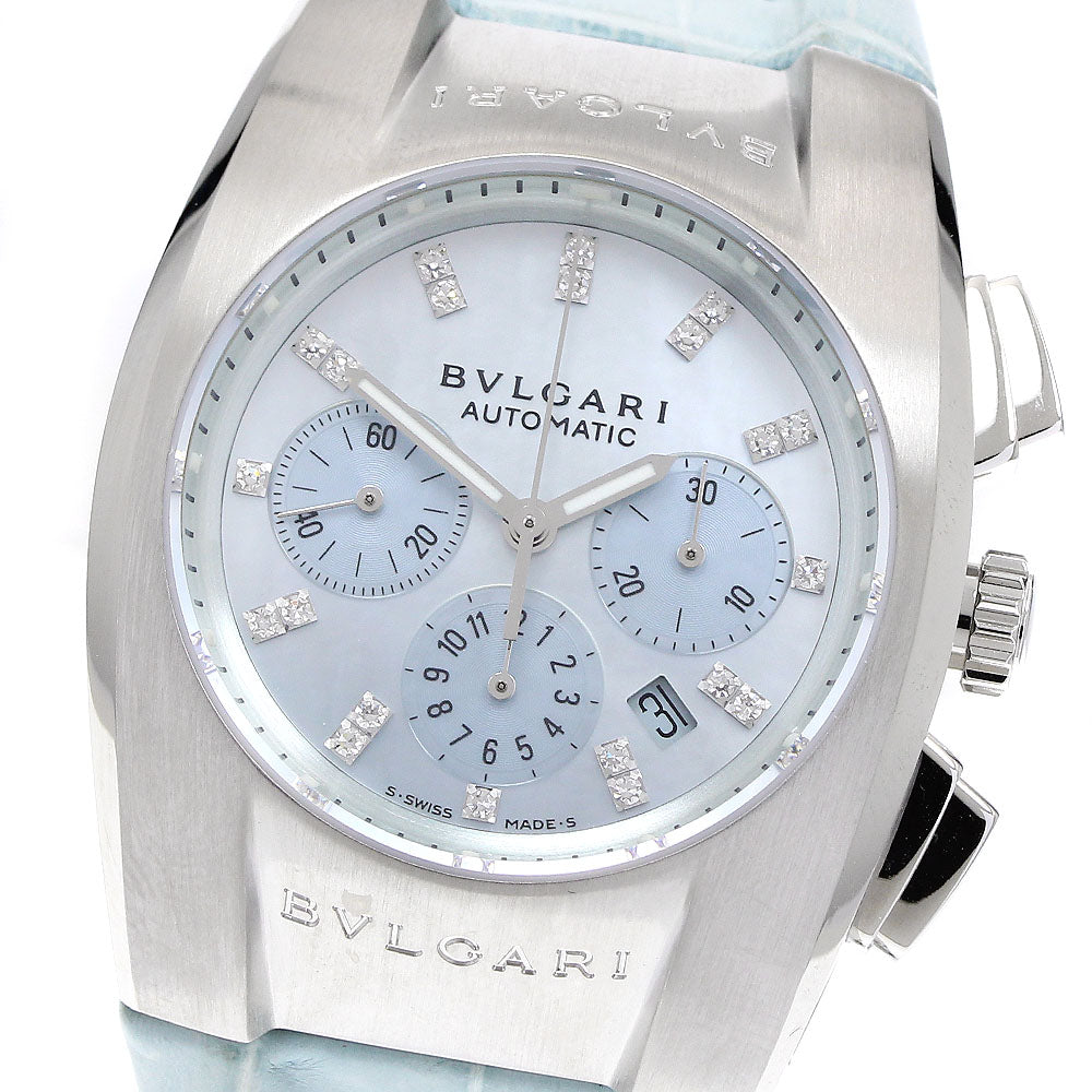 BVLGARI Elgon EG35SCH chronograph diamond Blue shell Dial Automatic Boy's Watch_916782
