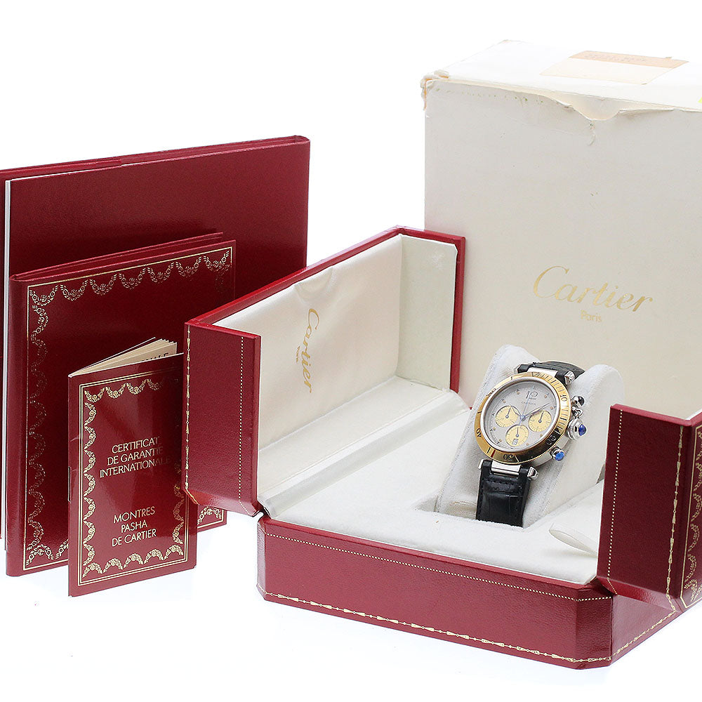 CARTIER Pasha 38MM W31011H3 Chronograph YG bezel Quartz Men's Watch_916800