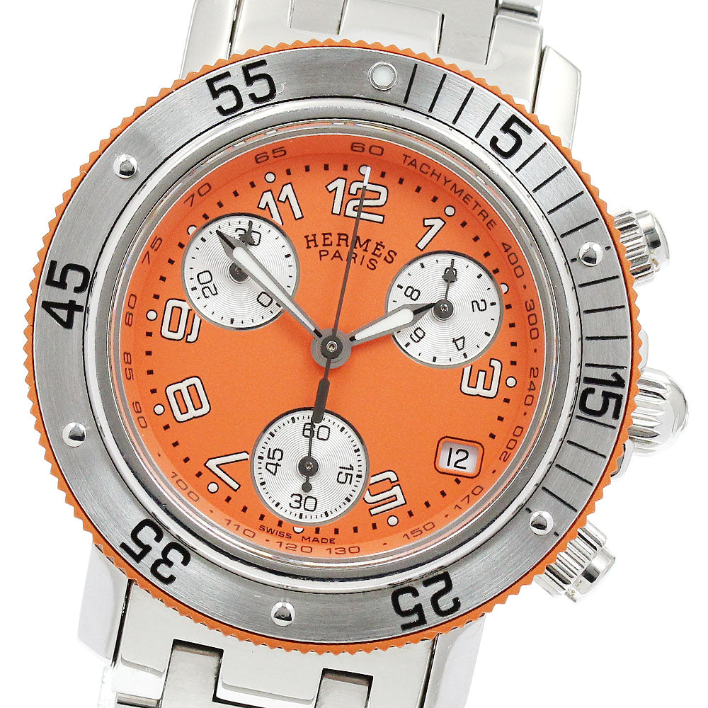 HERMES Clipper Diver Chrono CL2.316 Date Orange Dial Quartz Boy's Watch_916823