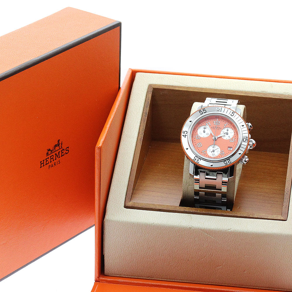 HERMES Clipper Diver Chrono CL2.316 Date Orange Dial Quartz Boy's Watch_916823