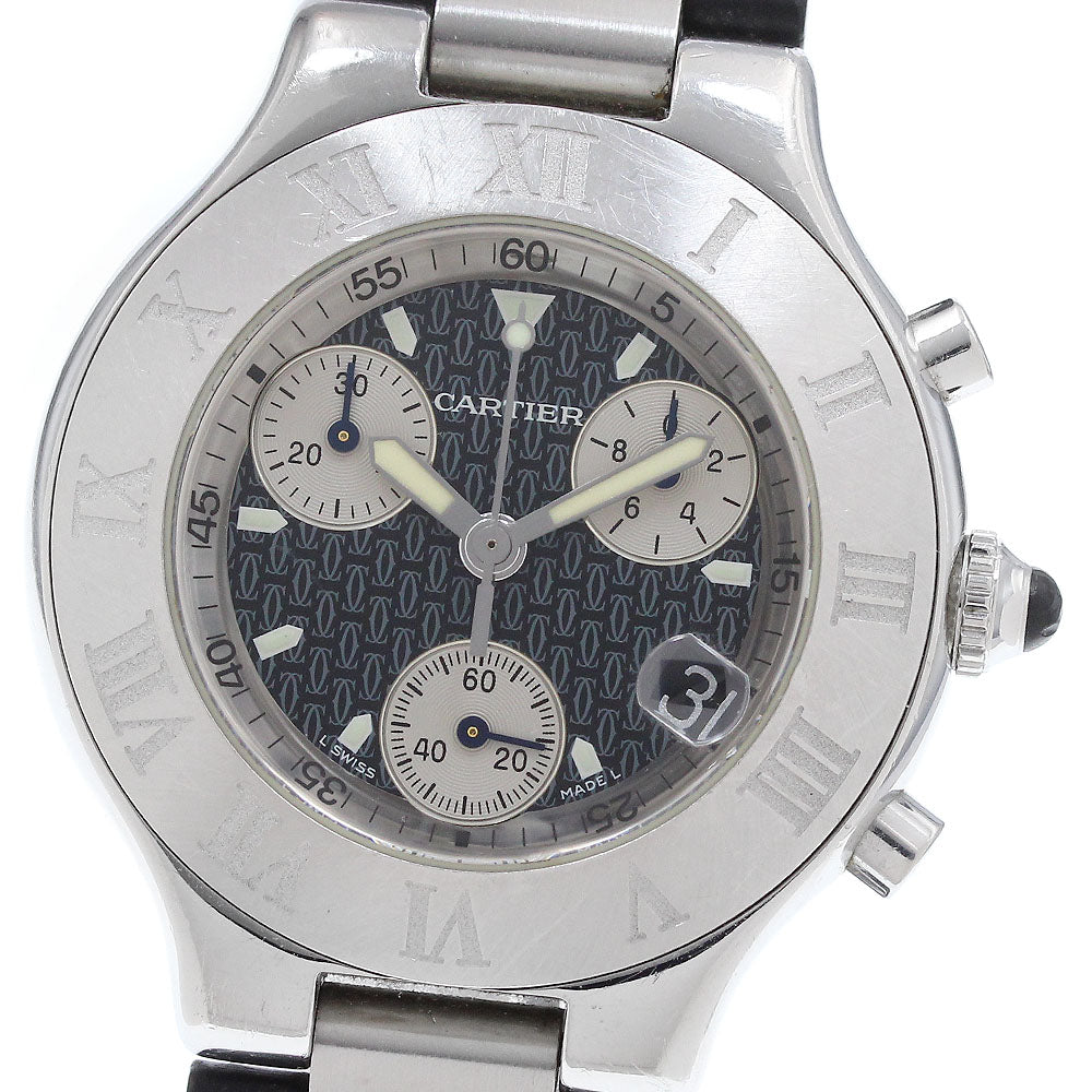 CARTIER CHRONOSCAPH W10125U2 Date Black / Silver Dial Quartz Men's Watch_916850