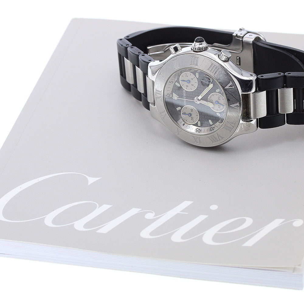 CARTIER CHRONOSCAPH W10125U2 Date Black / Silver Dial Quartz Men's Watch_916850