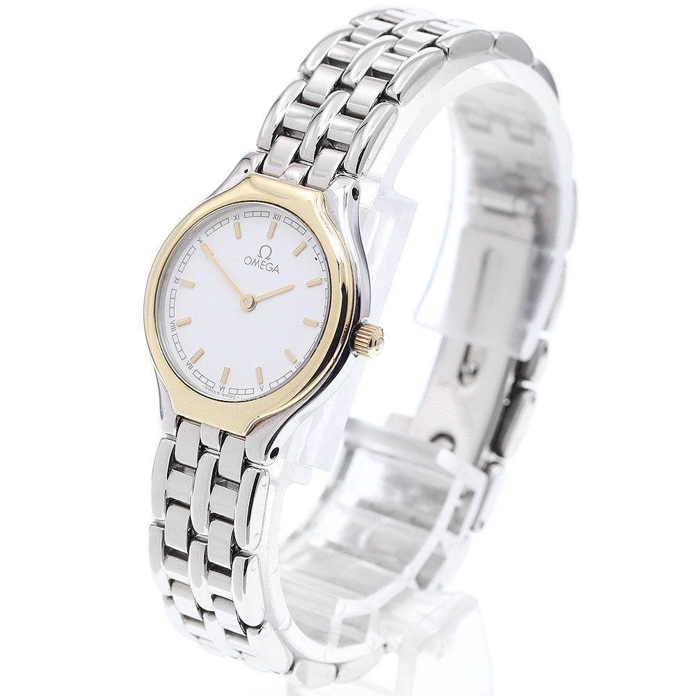 OMEGA De Ville YG bezel white Dial Quartz Ladies Watch_916918