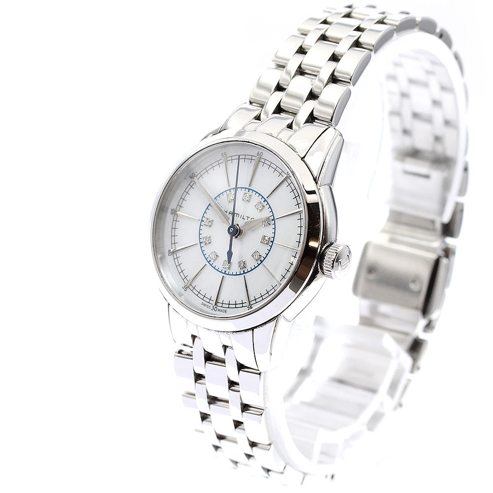 HAMILTON Rail road H403110 12P diamond White shell Dial Quartz Ladies Watch_916953