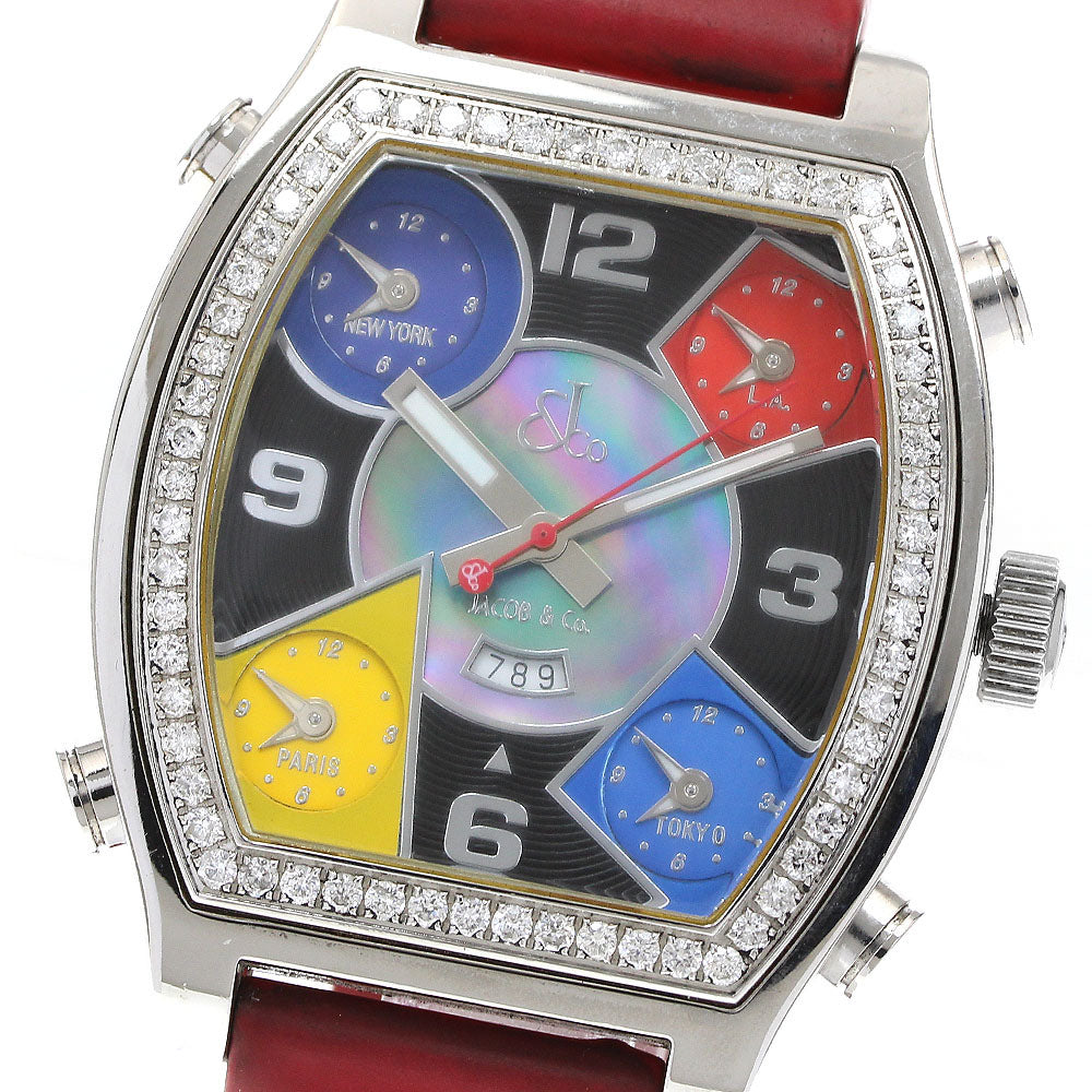 JACOB&CO 5 time zone Diamond bezel shell dial Quartz Men's Watch_916968