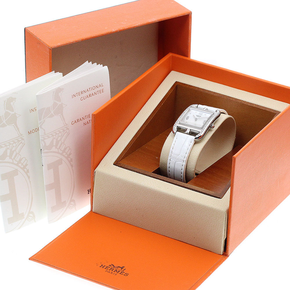 HERMES Cape Cod CC1.232 8P diamond bezel White shell Dial Quartz Ladies Watch_916988