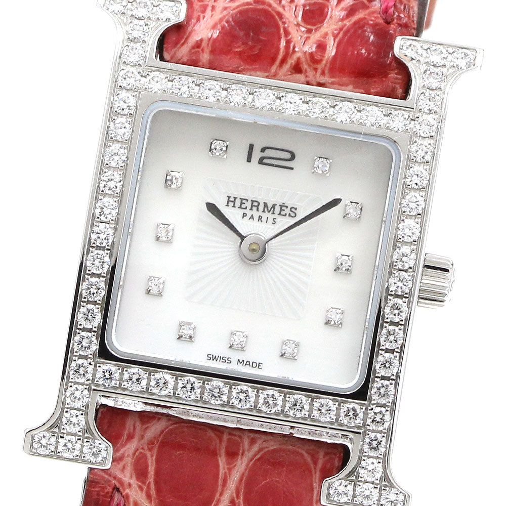 HERMES H watch HH1.230 Diamond bezel 11P White shell Dial Quartz Ladies Watch_916989