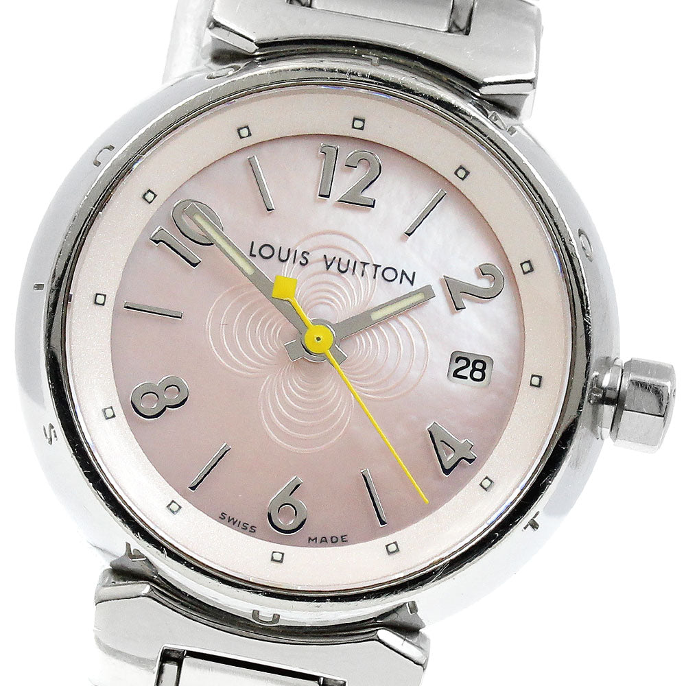 LOUIS VUITTON Tambour Q1216 Date Pink shell Dial Quartz Ladies Watch_917038
