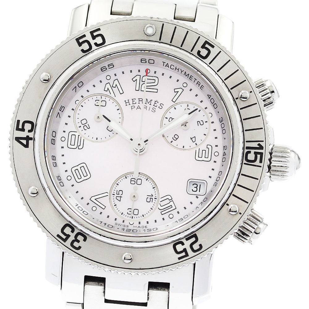 HERMES Clipper diver CL2.310 Chronograph Pink shell Dial Quartz Ladies Watch_917088