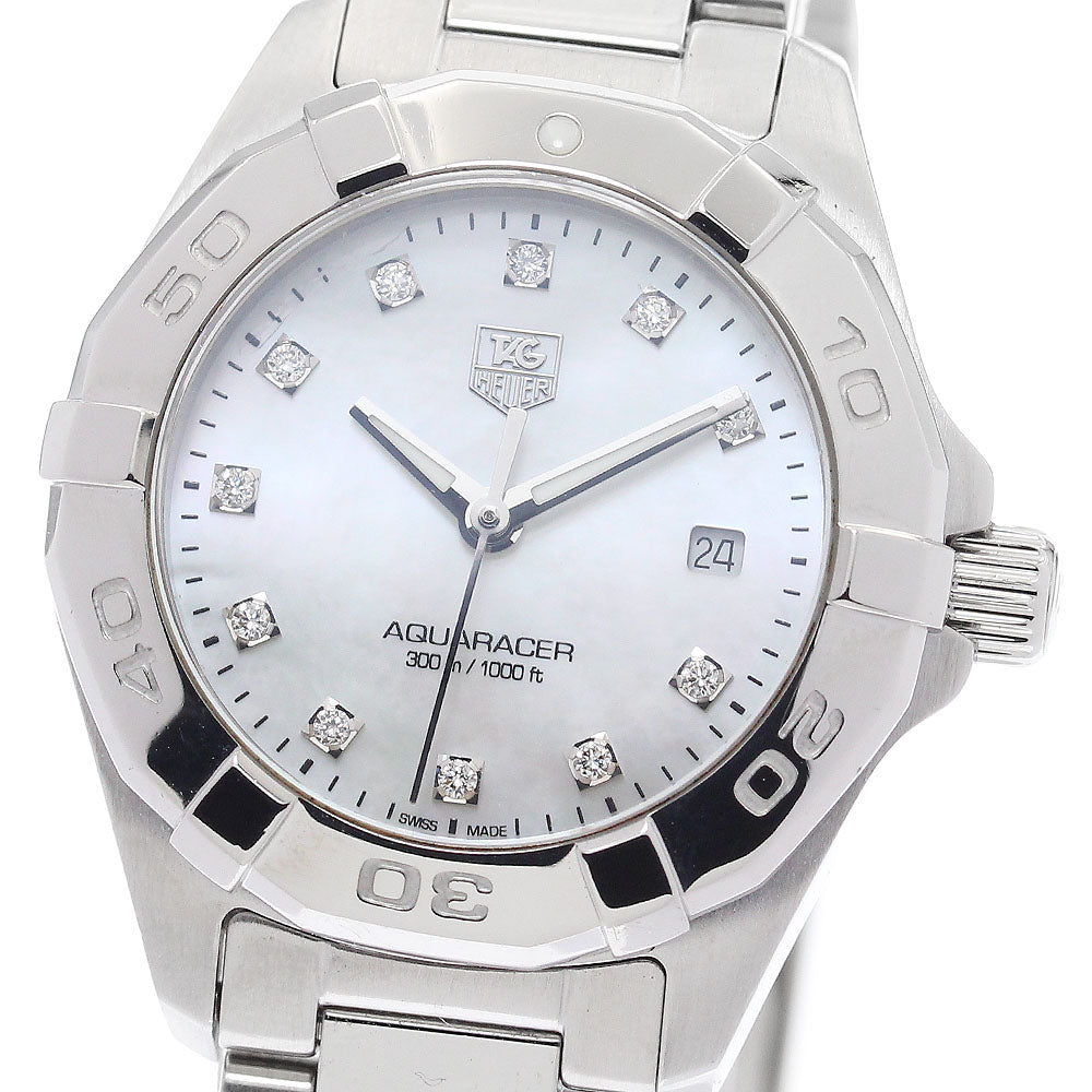 TAG HEUER Aqua racer WAY1413 11P Diamond Date White shell Dial Quartz Ladies Watch_917148
