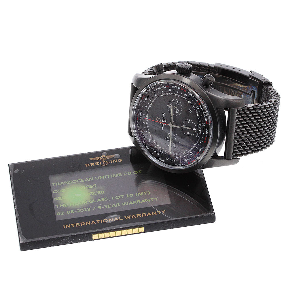 BREITLING Transocean Unitime Pilot Black Steel SS MB0510 Automatic Men's_917168