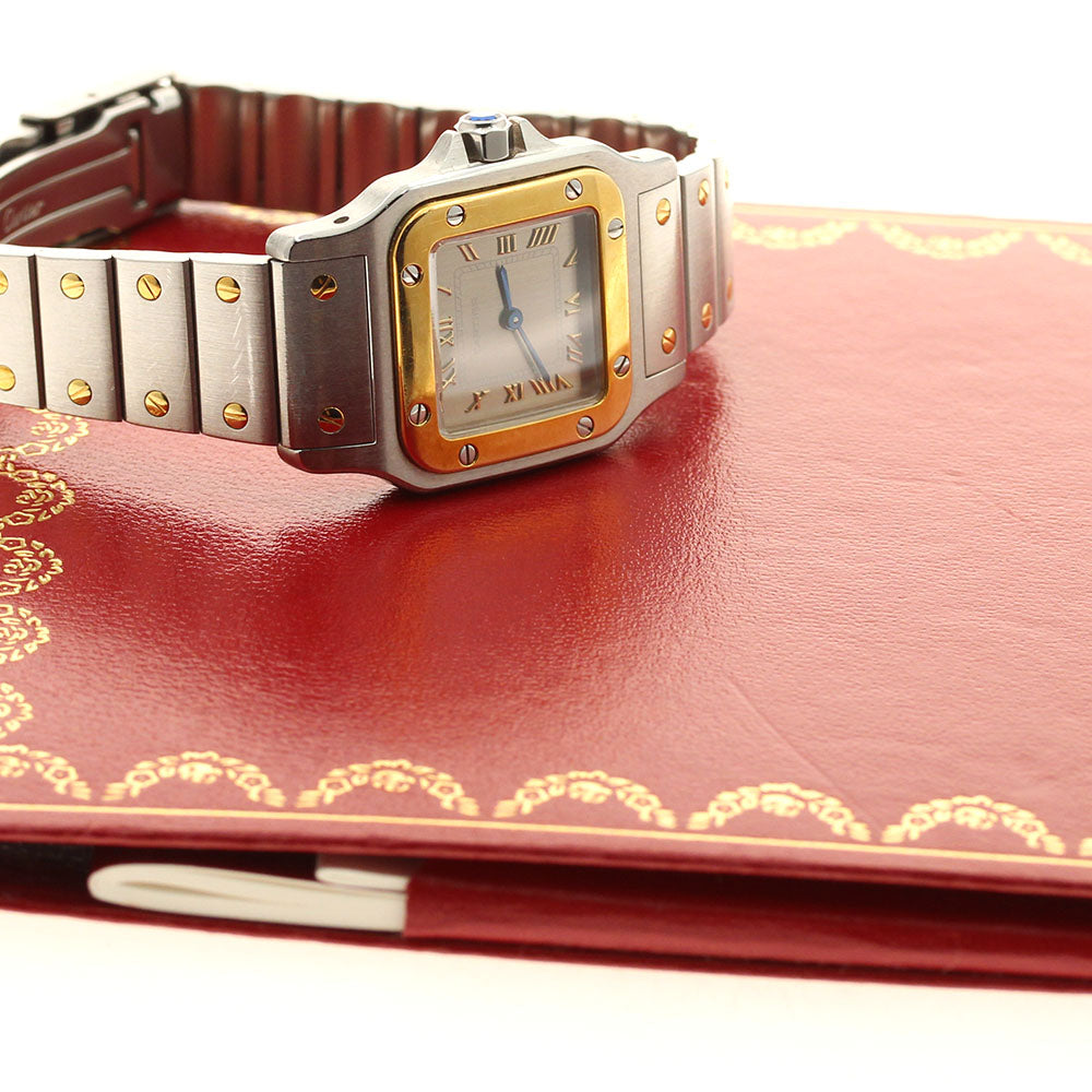 CARTIER Santos Garbe SM W20031C4 YG bezel gray Dial Quartz Ladies Watch_917251