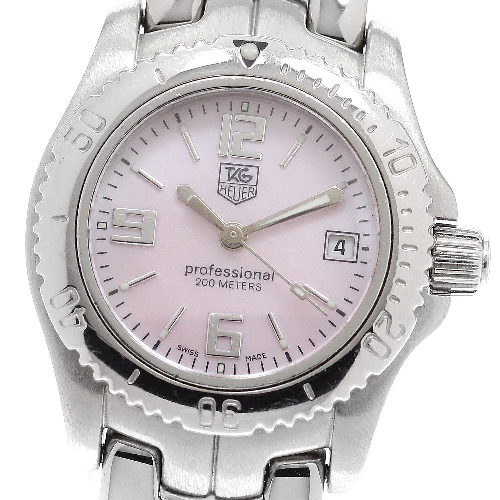 TAG HEUER Link WT141F Date Pink shell Dial Quartz Ladies Watch_917325