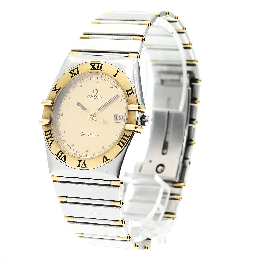 OMEGA Constellation YG bezel harf bar date gold Dial Quartz Men's Watch_917332