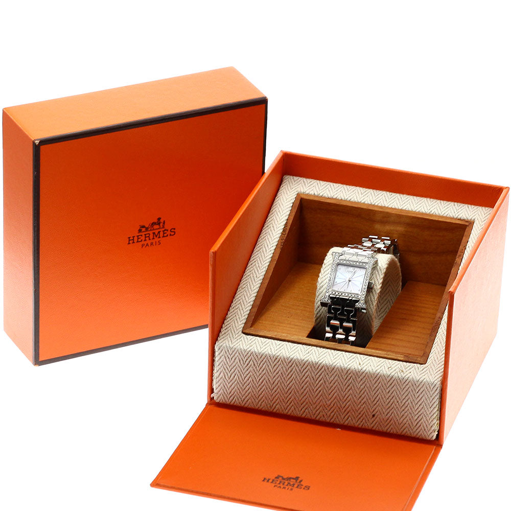 HERMES H watch mini HH1.130 Diamond Bezel Pink shell Dial Quartz Ladies Watch_917360