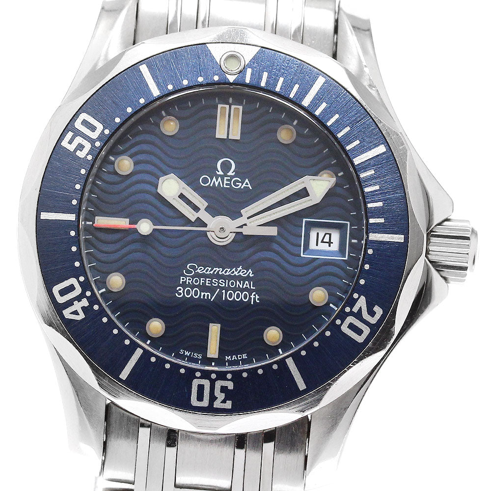 OMEGA Seamaster300 2583.80 Date Navy Dial Quartz Ladies Watch_917370