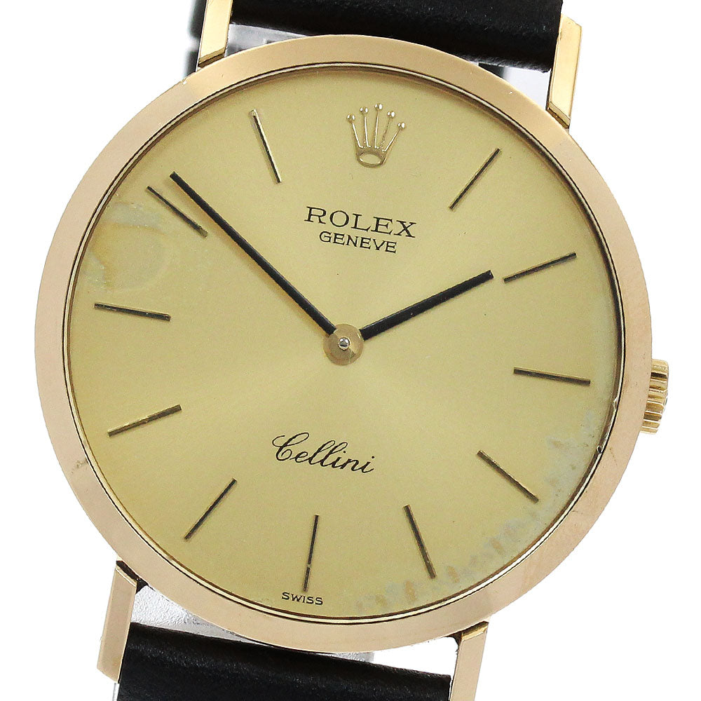 ROLEX Cellini 4112 K18YG Cal.1601 Gold Dial Hand Winding Men's Watch_917395