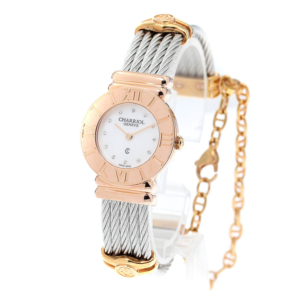 CHARRIOL Saint Tropez 028/2 12P diamond shell dial White shell Dial Quartz Ladies Watch_917404