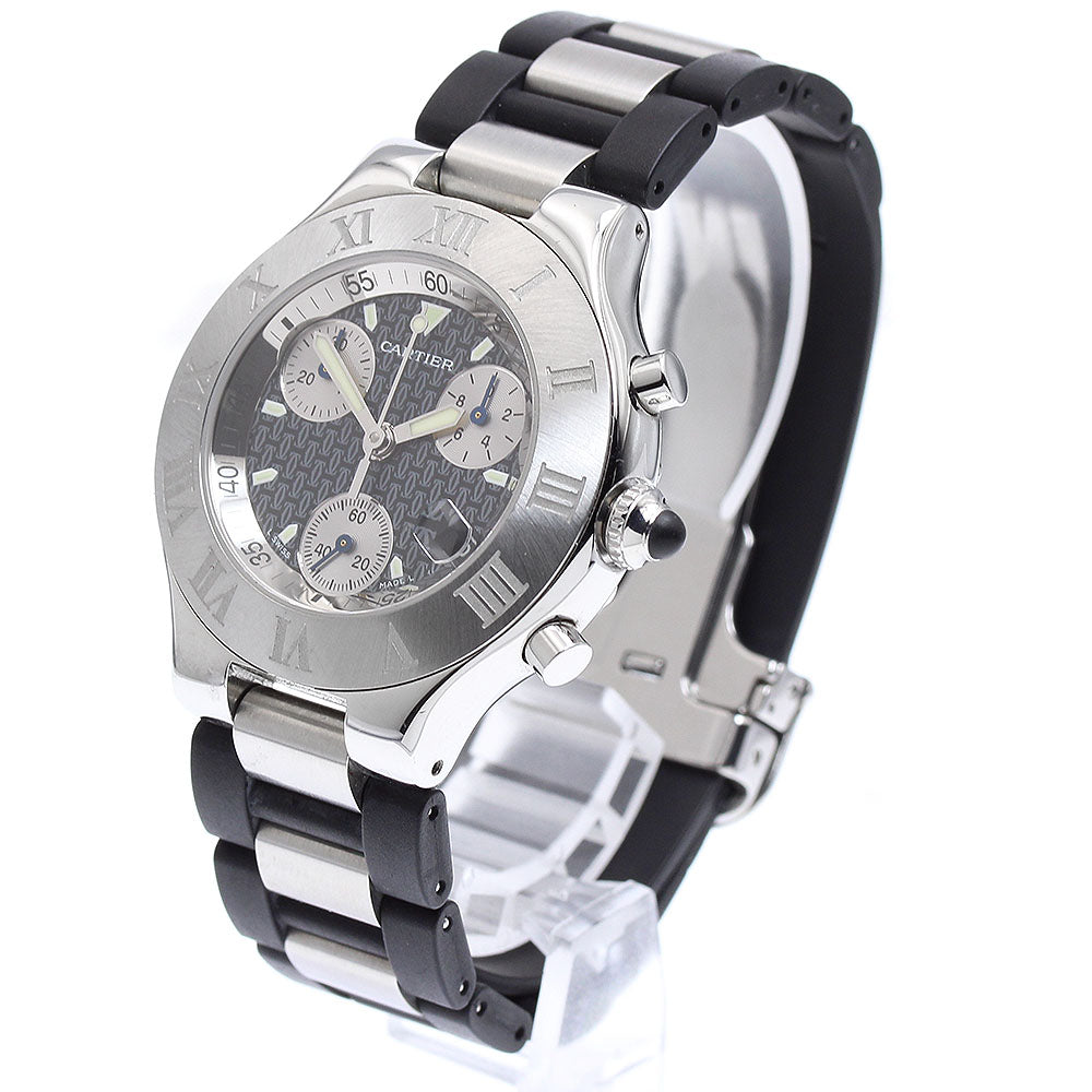 CARTIER CHRONOSCAPH W10125U2 Date Black / Silver Dial Quartz Men's Watch_917483