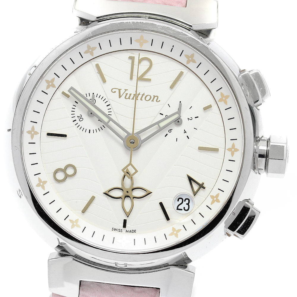 LOUIS VUITTON Tambour New Wave QA093 Chronograph white Dial Quartz Men's_917563