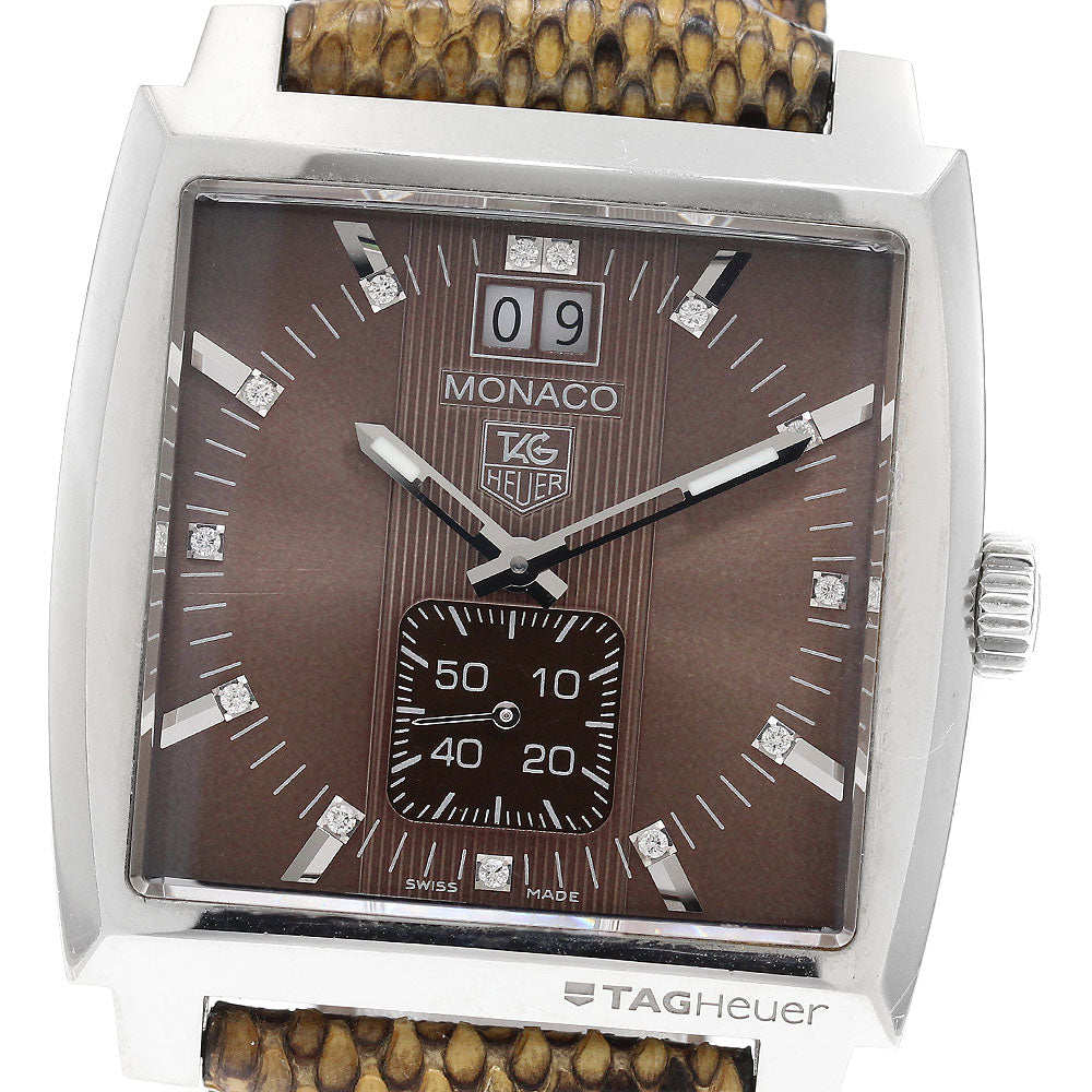 TAG HEUER Monaco WAW1315 13P diamond date Brown Dial Quartz Men's Watch_917612