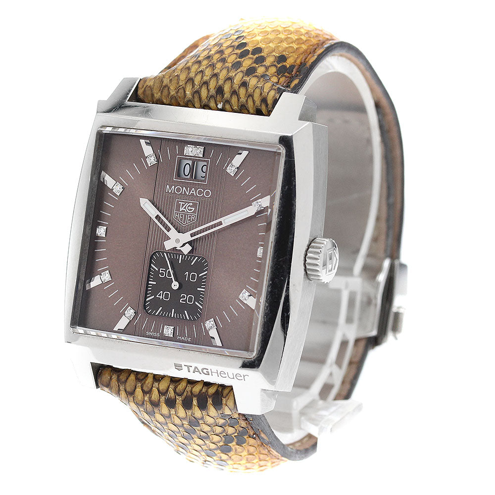 TAG HEUER Monaco WAW1315 13P diamond date Brown Dial Quartz Men's Watch_917612