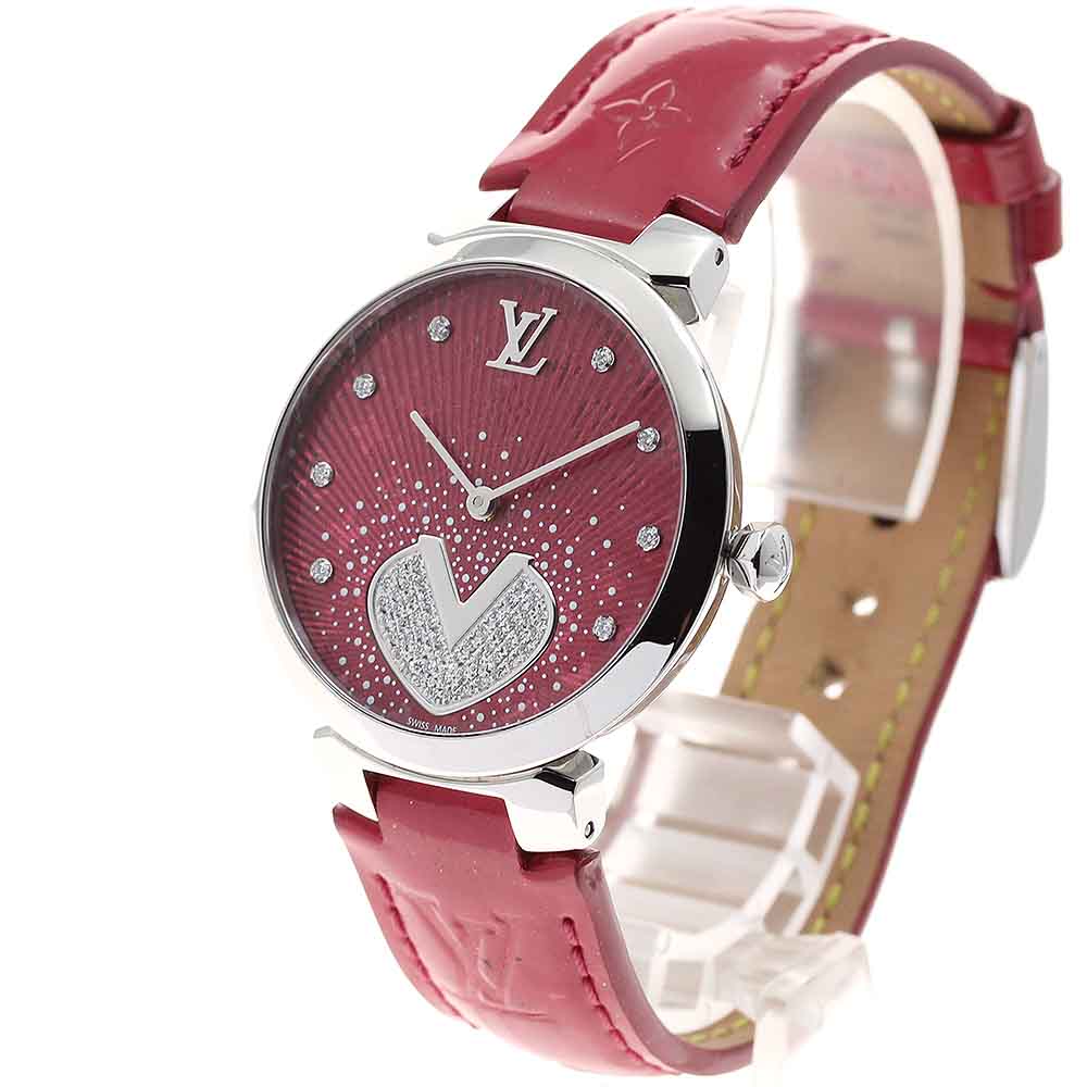 LOUIS VUITTON Tambour Cool V MM Q1G09 8P Diamond Quartz Ladies Watch_917623