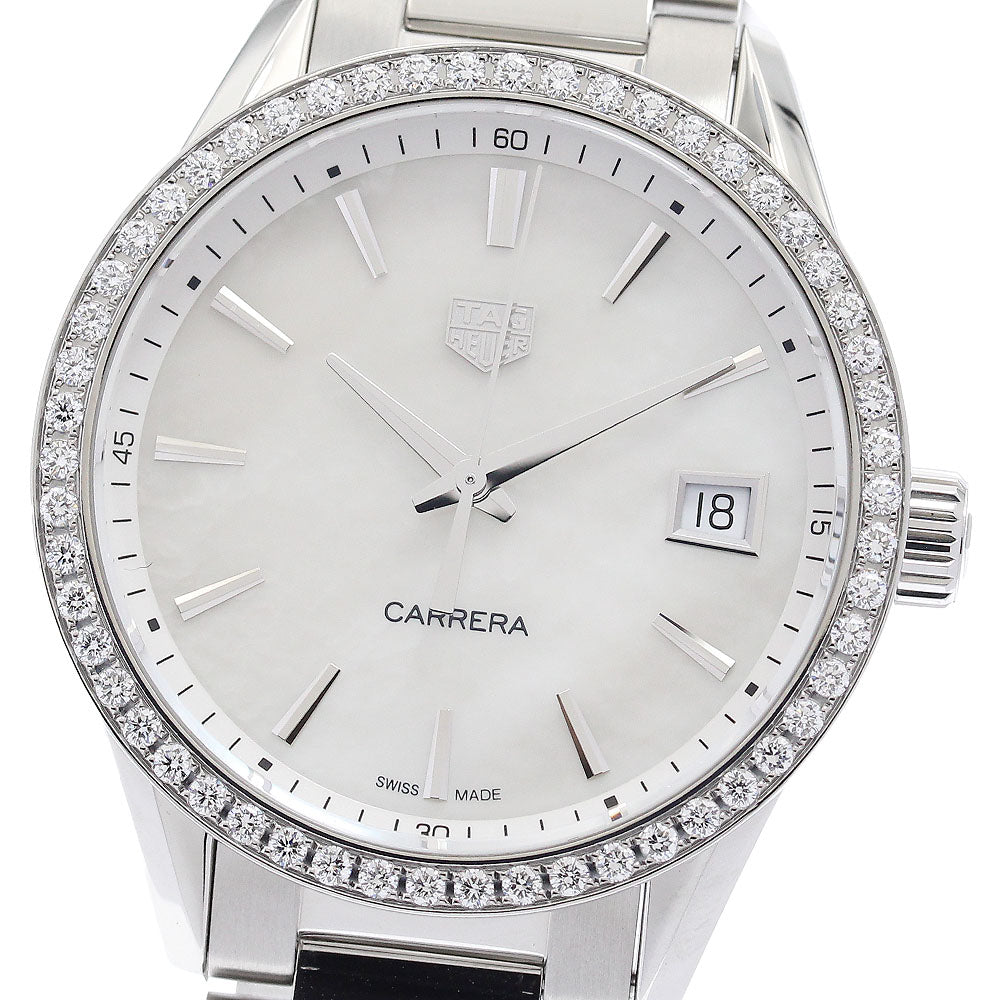 TAG HEUER Carrera WBK1316.BA0652 diamond bezel date White shell Dial Quartz Boy's Watch_917624