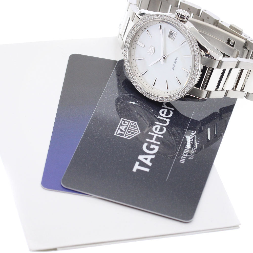 TAG HEUER Carrera WBK1316.BA0652 diamond bezel date White shell Dial Quartz Boy's Watch_917624