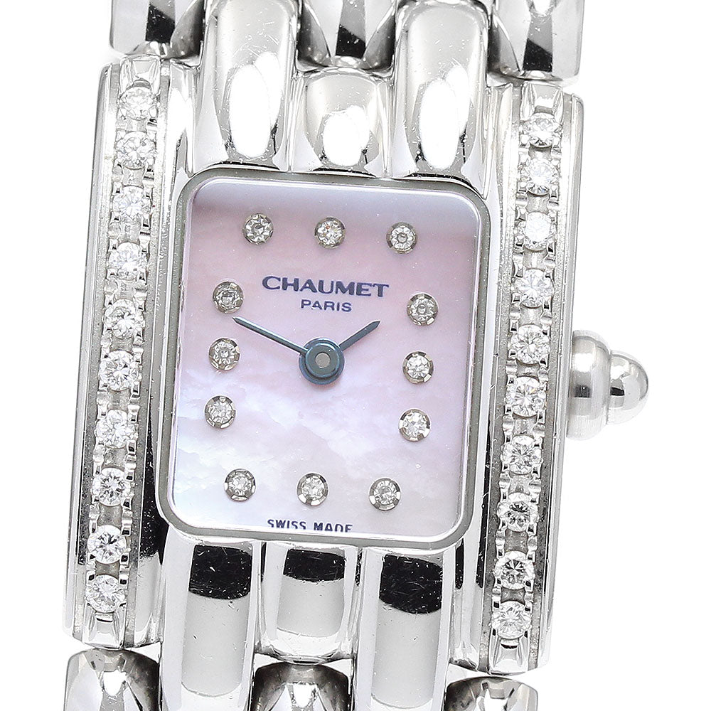 Chaumet Kesis 12P side diamond bezel Pink shell Dial Quartz Ladies Watch_917684