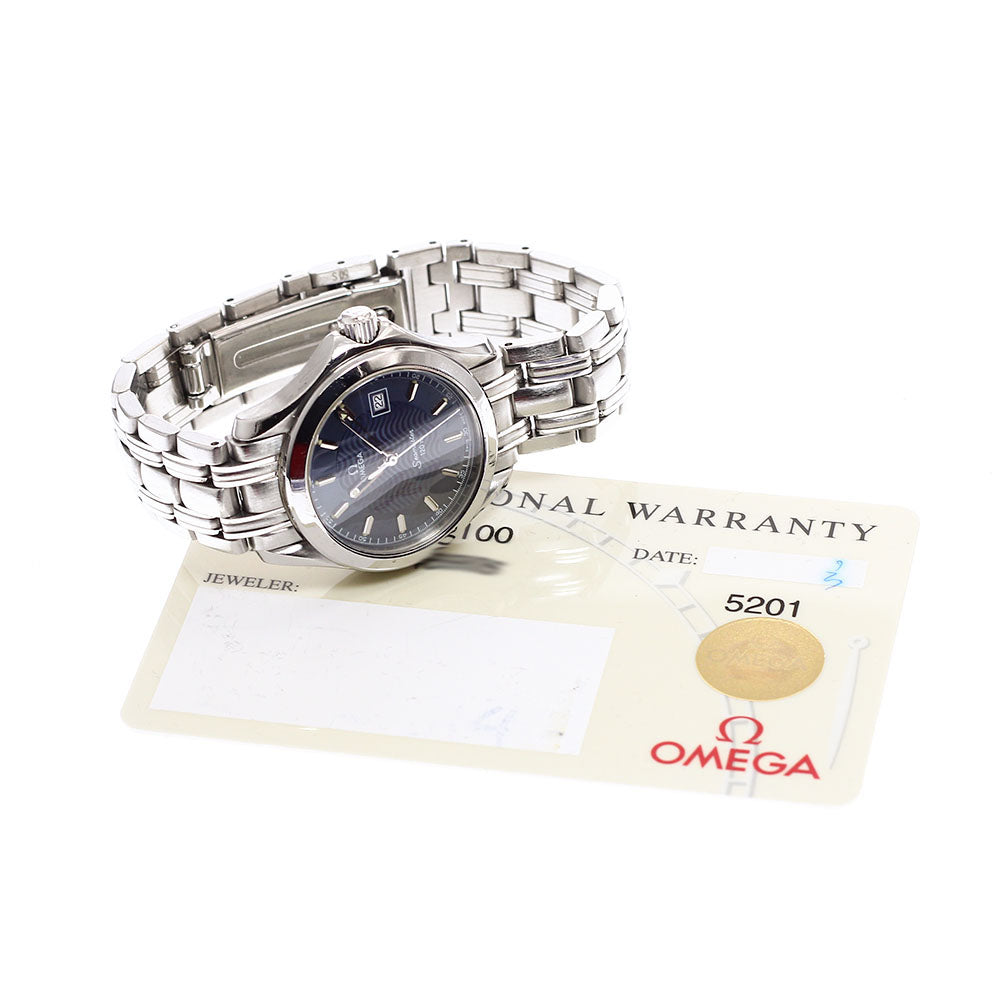 OMEGA Seamaster120 2571.81 Date Navy Dial Quartz Ladies Watch_917711