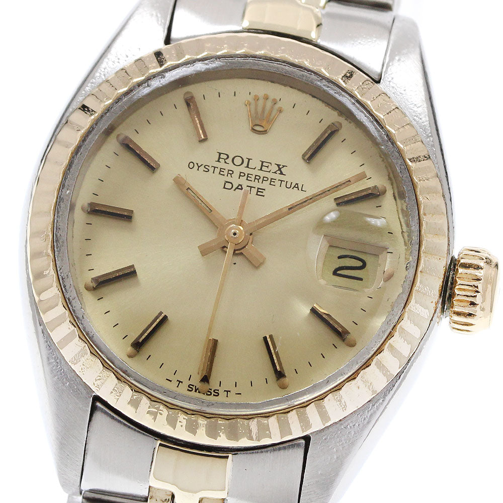 ROLEX Oyster Perpetual Date 6917 Cal.2030 YG bezel Automatic Ladies Watch_917718